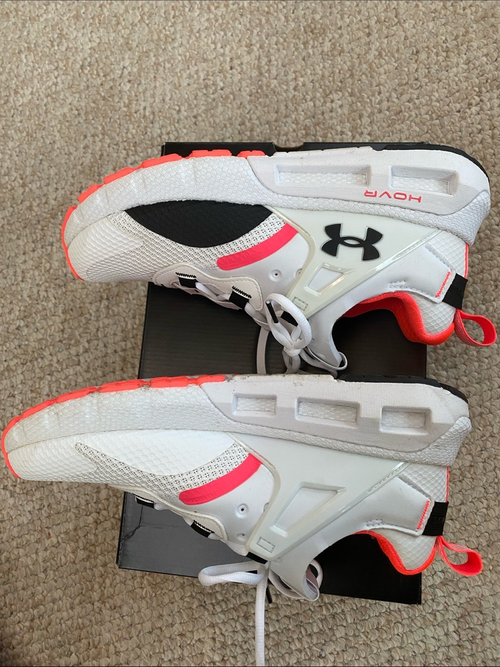 Under Armour Womens White Sneakers with Neon Pink Accents - Picture 5 of 7